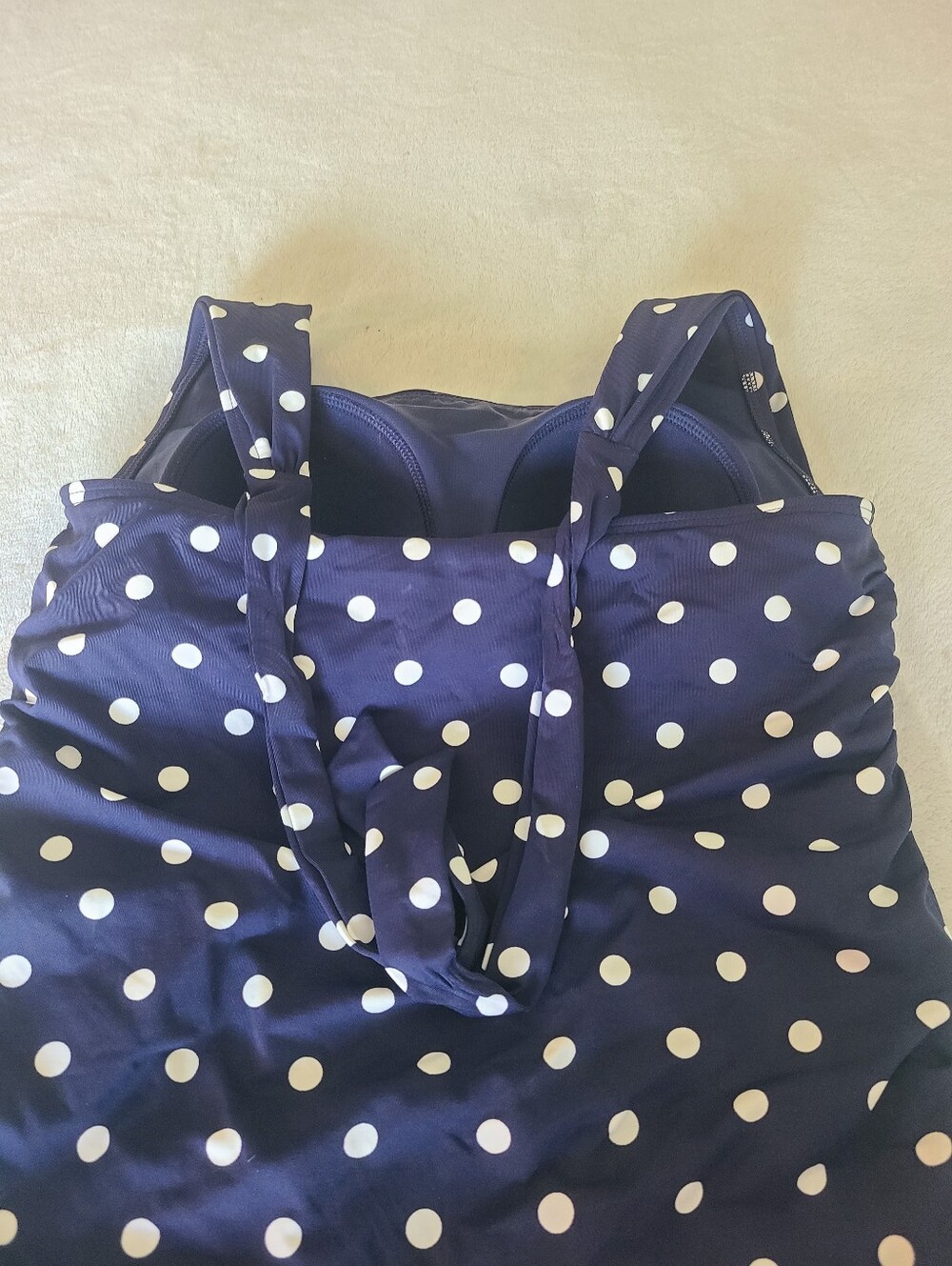 Land's End Navy Polka Dot Tied-Halter Feminine Swim Tankini Size 6 - Picture 8 of 8